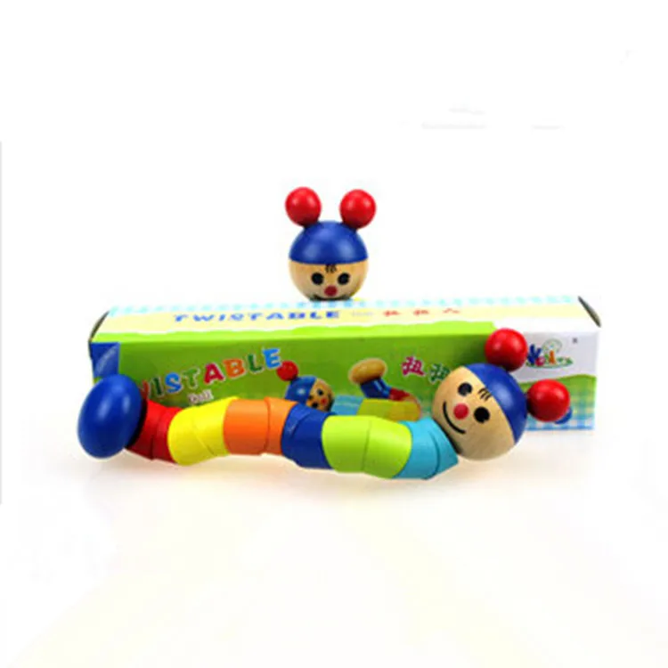 wooden worm baby toy