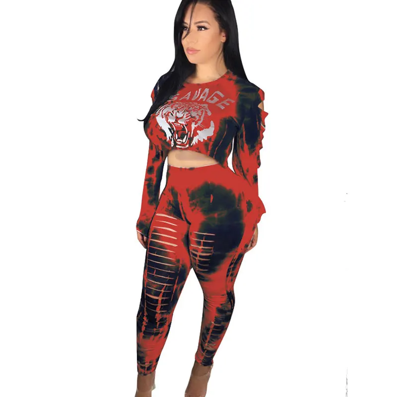 

Animal Print Cut Out Crop And Long Pant, N/a