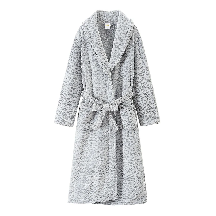 

Women flannel fleece hooded bath robe