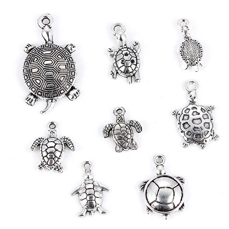 

Mixed Antique Silver Lucky Turtle Tortoise Charms Pendant DIY Making For Women Men Necklace Bracelet Jewelry Accessories, Ancient silver