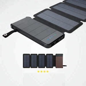 High capacity 10000 mAh  folding panel  solar power bank  With LED light