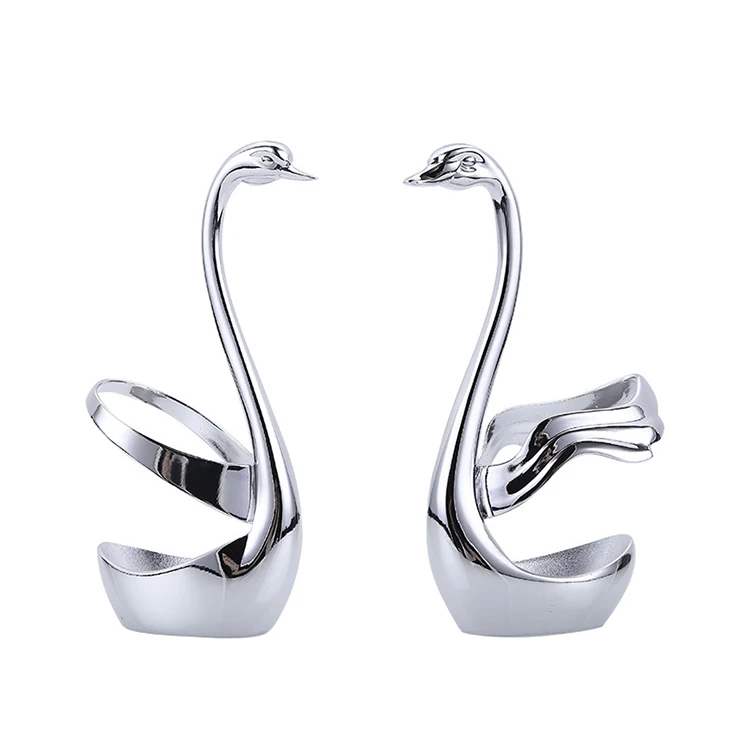 

Amazon Top Seller 2021 Kitchen Zinc Alloy Swan Holder Cygnus Set West Tableware Coffee 304 Stainless Steel Fruit Fork