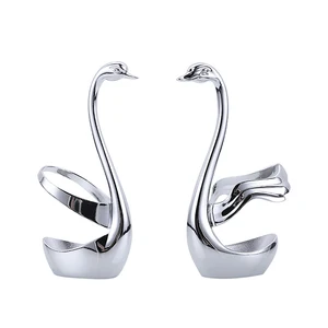 Image of Amazon Top Seller 2019 Kitchen Zinc Alloy Swan Holder Cygnus Set West Tableware Coffee 304 Stainless Steel Fruit Fork
