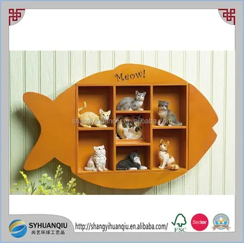 Wooden Fish Shaped Shadow Box Wall Display Shelf Wooden Fish Shaped Shadow Box Wall Display Shelf
