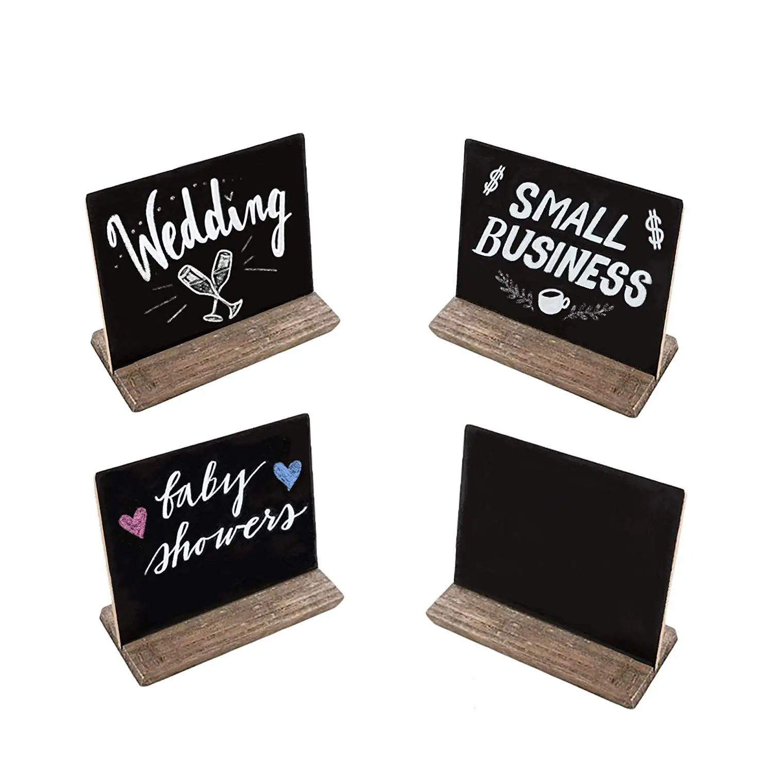 5 X 6 Inch Mini Tabletop Chalkboard Signs with Vintage Rustic Style Wood Base 