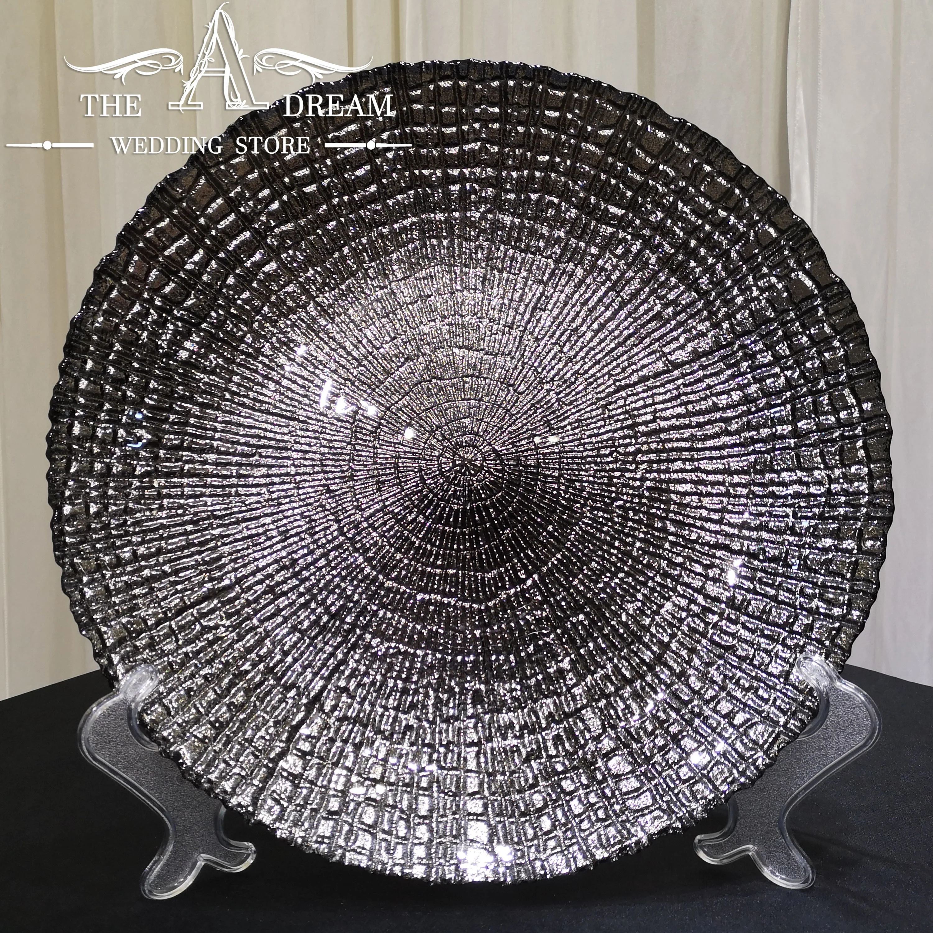 

GCP-0004 Glass Charger Plate 33cm Luxury Wedding Glass Charger Plate / Plaot de boda From The A Dream Wedding Store