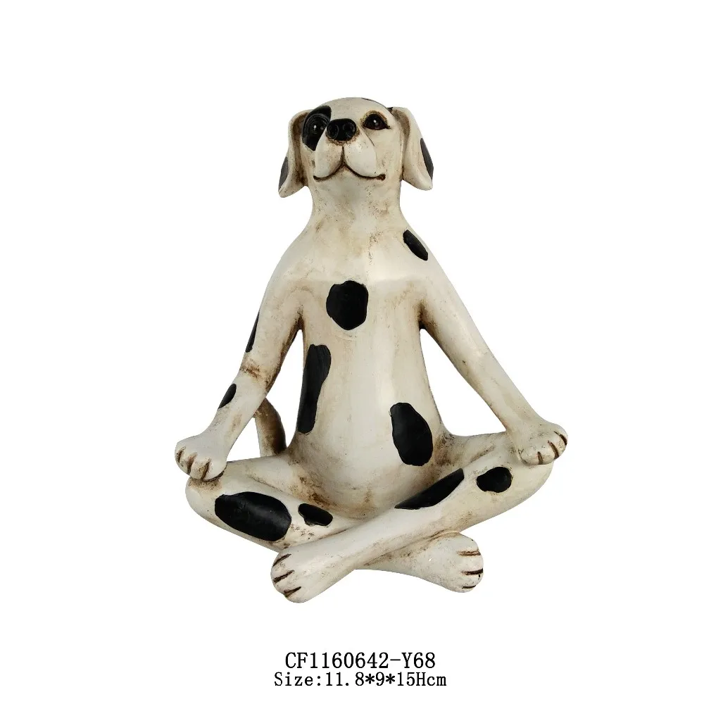 Resin Funny Yoga Pose Animal Statue Spotty Dog Figurine Home Decoration Artificial Europe Artistic Picture Shown Shine D 200PCS details