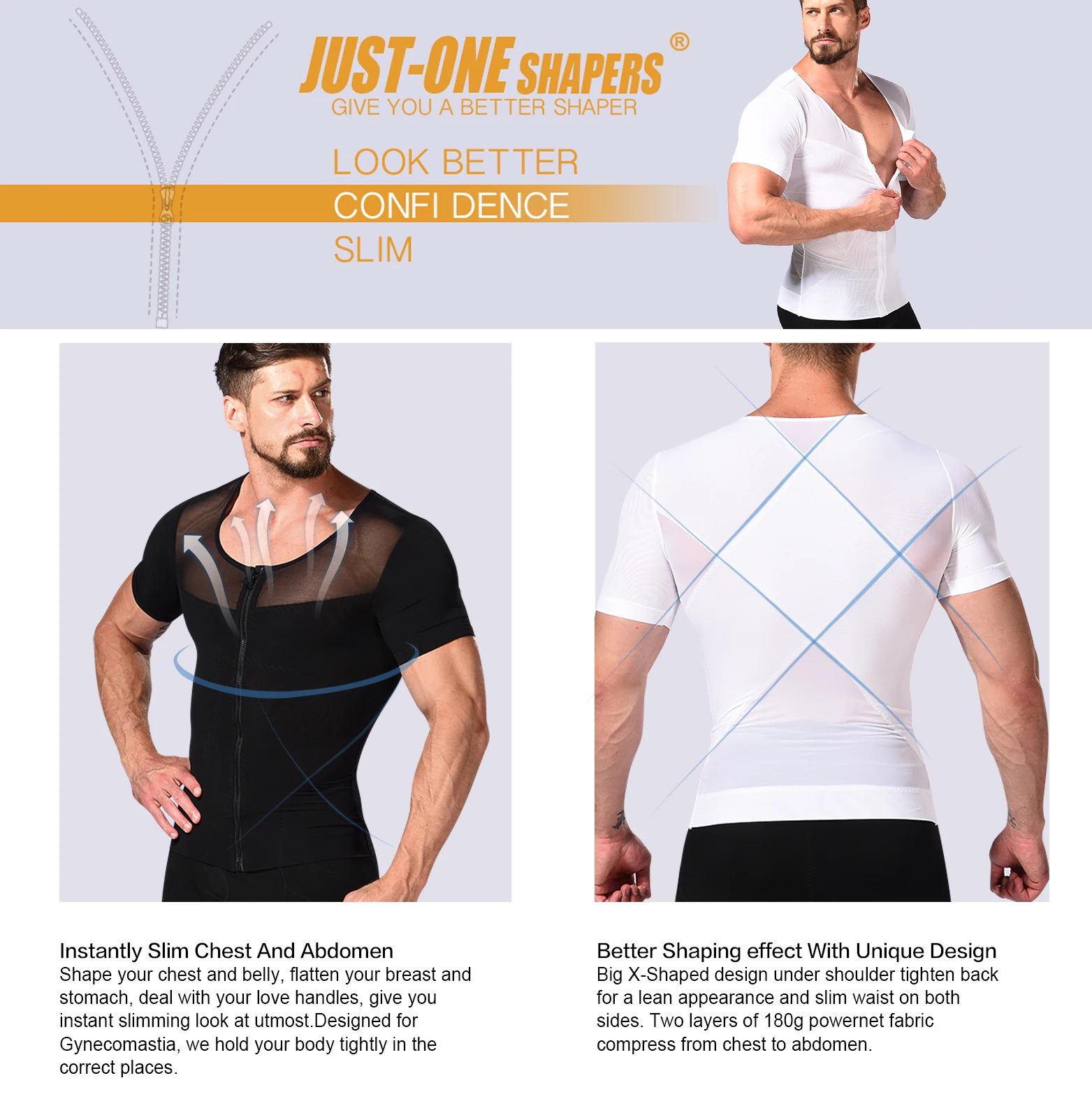 
men zipper stretch mesh body shaping short sleeve shirt man shapewear body slimming man shapers 