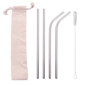 Factory Direct Sale Stainless Steel Metal Straws With Brush