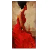Large Size Canvas Wall Art Prints Red Dress Sexy Lady Oil Painting Feeling Picture Canvas Framed Easy to Hang