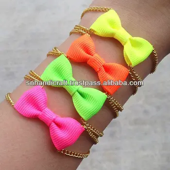 Bow Tie Bracelet Neon Color Woven Fabric Bracelets Satin Ribbon Promotional Product On Alibaba Bow Tie Bracelet Neon Color Woven Fabric Bracelets Satin Ribbon Promotional Product On Alibaba