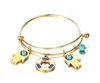 Custom adjustable charm bangles 18k 24k gold plated evil eye bracelet hamsa hand jewelry