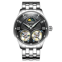 

2019 binger brand twin tourbillon moon-phase stainless steel automatic mechanical men wrist watches with gift boxes