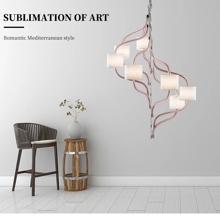 European modern design hotel decoration glass led chandelier pendant light