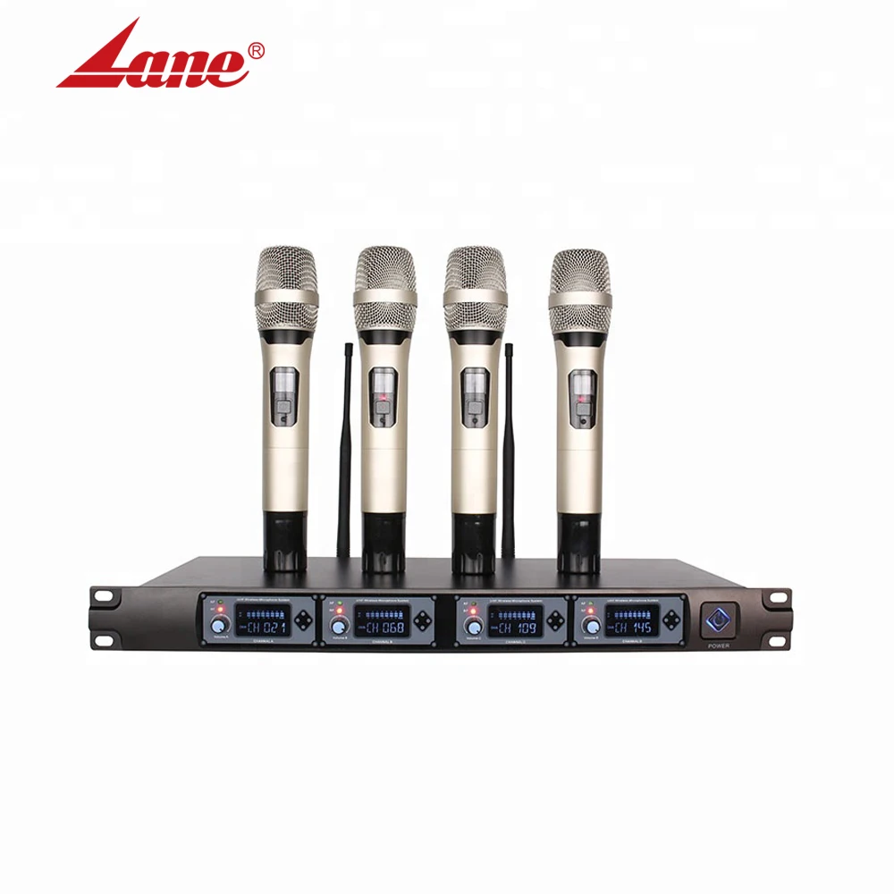 

Wireless Microphone System UHF Professional Microphone 4 Channel Dynamic Professional 4 Handheld Karaoke Stage KTV Home Mic