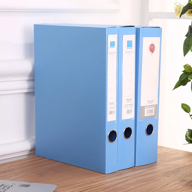 
Rectangle Blue PP File Box A4 Size Data Document Storage Case For Hospital Office School PVC Lever Arch File 