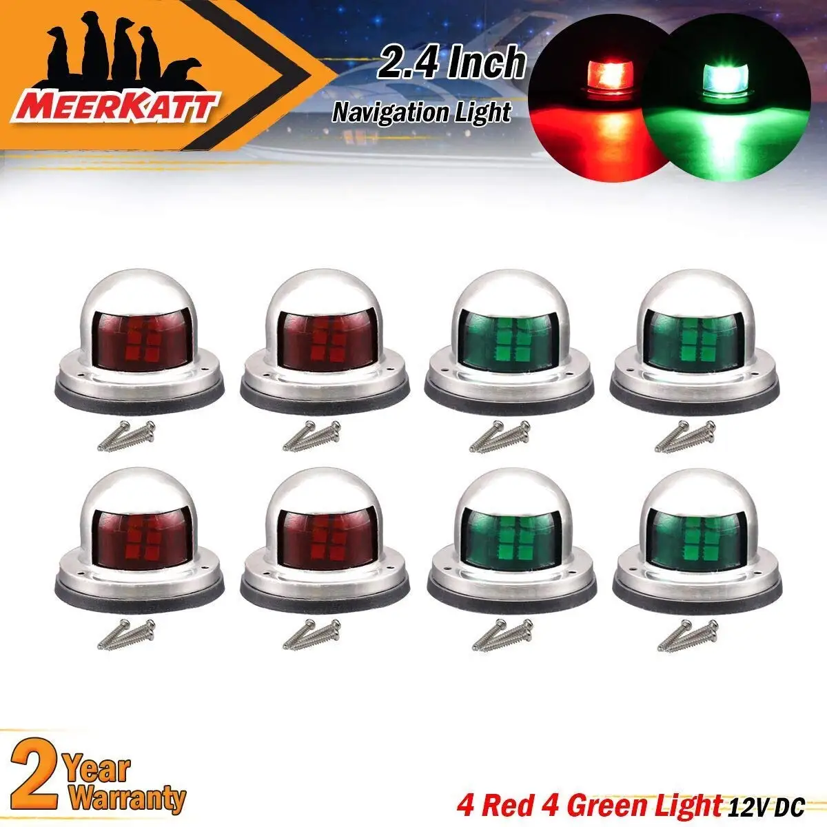 Kingshowstar Boat Navigation Light 12V LED Boat Bow Lights Stainless Steel Marine Red//Green Signal Light Indicator for Pontoon Kayak Boat Yacht Motorboat