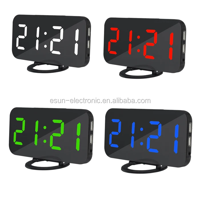 

Digital LCD Screen Dual USB Charging Port 3 Level Dimmable Alarm Clock for Bedroom Kitchen Hotel Table Desk, Any pantone color;customized logo;package all available