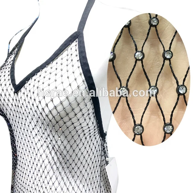 2019 Women Sexy See Through Mesh Beach Bikini Swimsuit Sleeveless Cover Up Rhinestone Dress