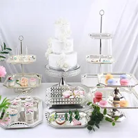 

Metal beaded cake stand silver square cake stand CSP-005