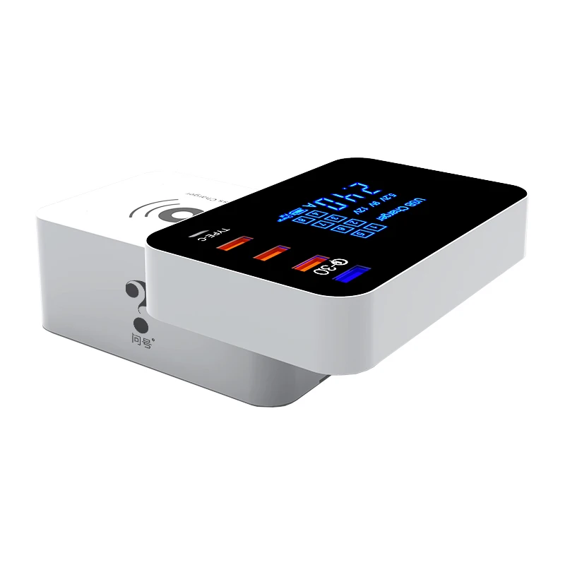

5V 8A 40W 5 port usb QC3.0 and Type C with wireless qi charger hub, White