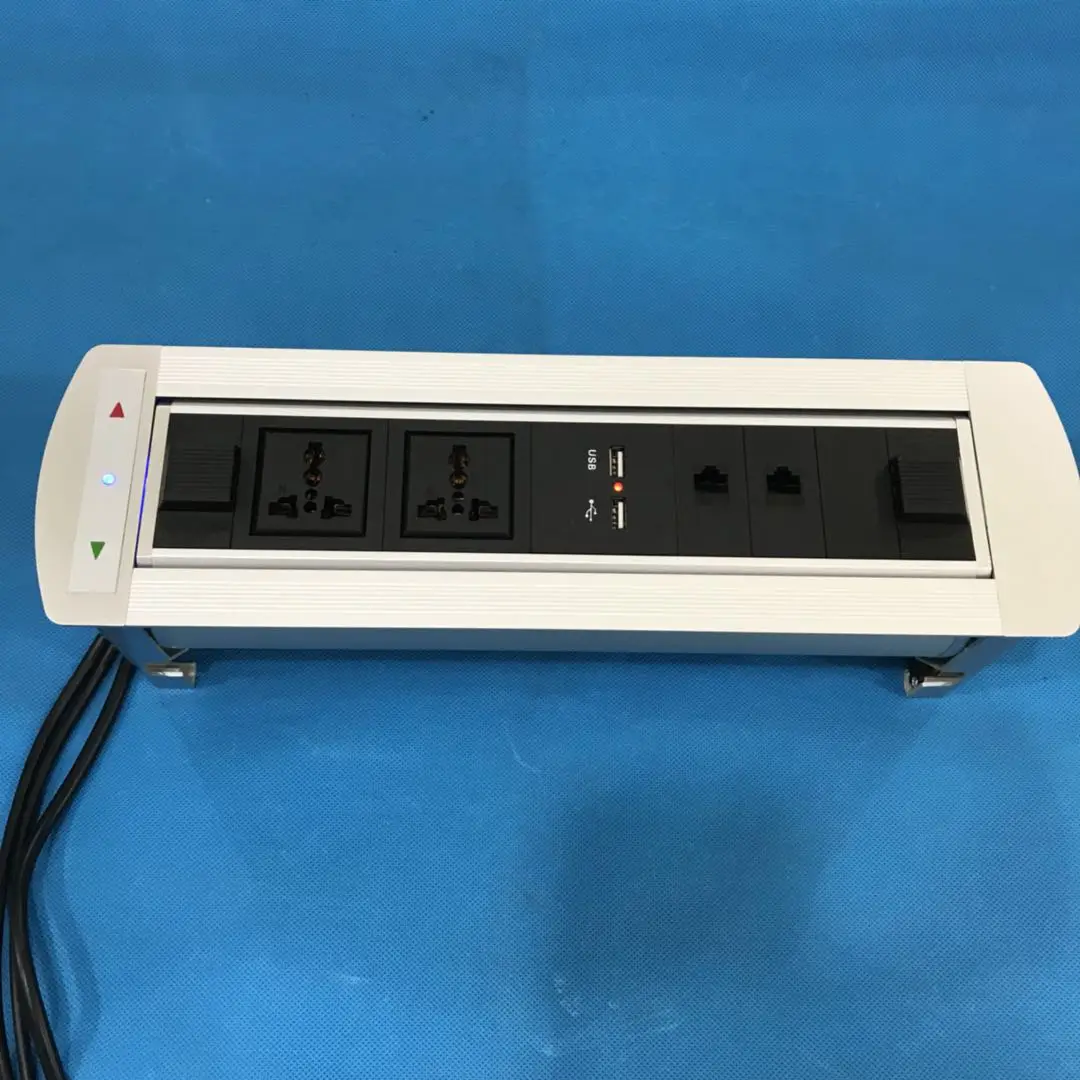 Universal Power Plug Conference Table Top Mounted Motorized Electric