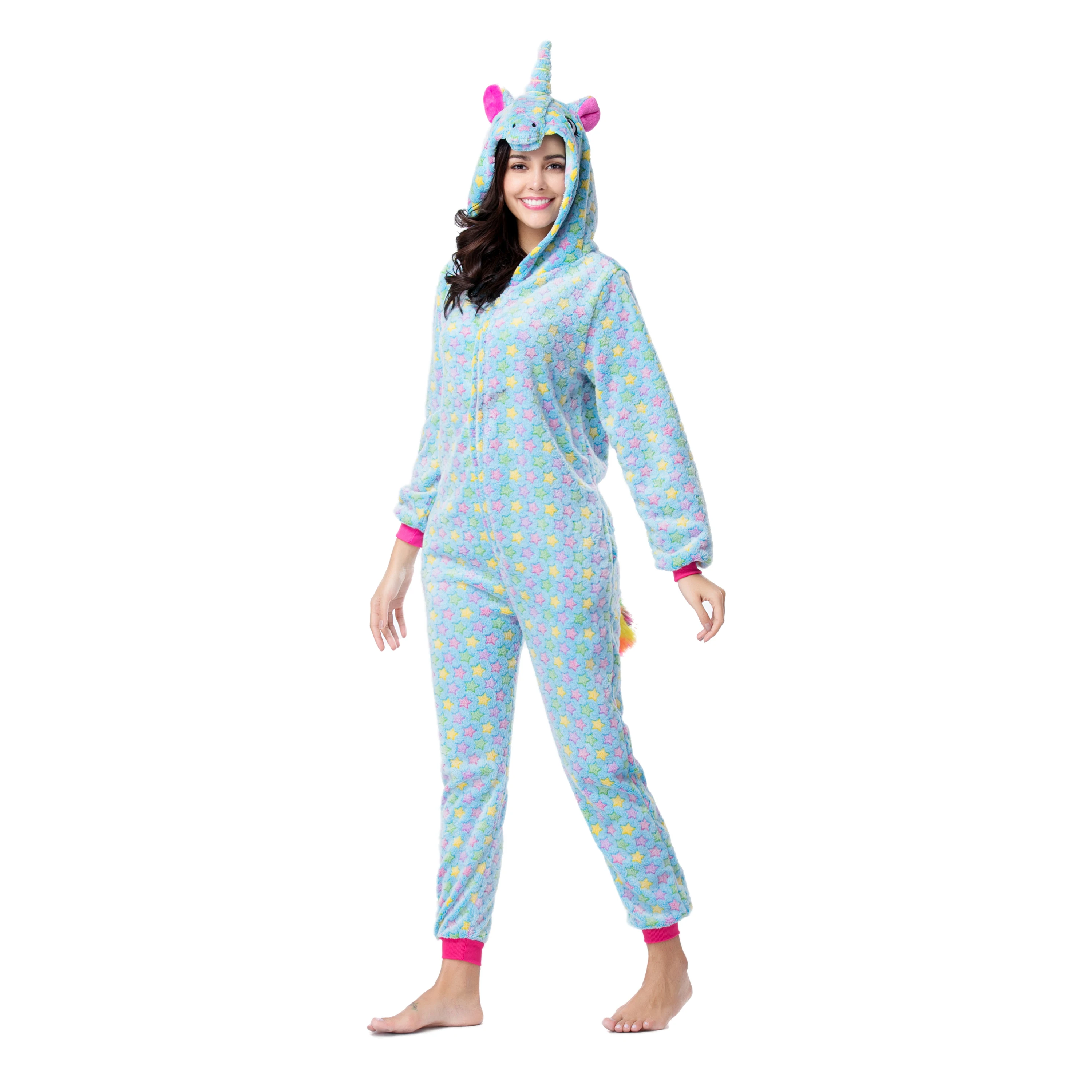 

Wholesale adult costume Blue Star unicorn animal flannel onesie kigurumi pajamas, Colors