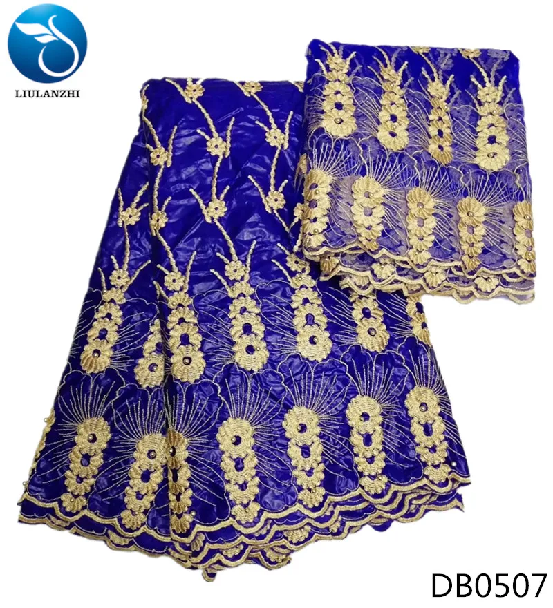 

LIULANZHI Fashion embroidery beads bazin riche getzner with beads for dress 7yards african bazin lace fabric wholesale DB05, Customized