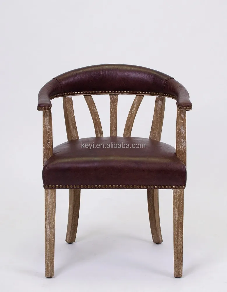 Brazo de madera antigua de cuero silla de comedor/silla ... Sillas de juego de comedor con brazo
