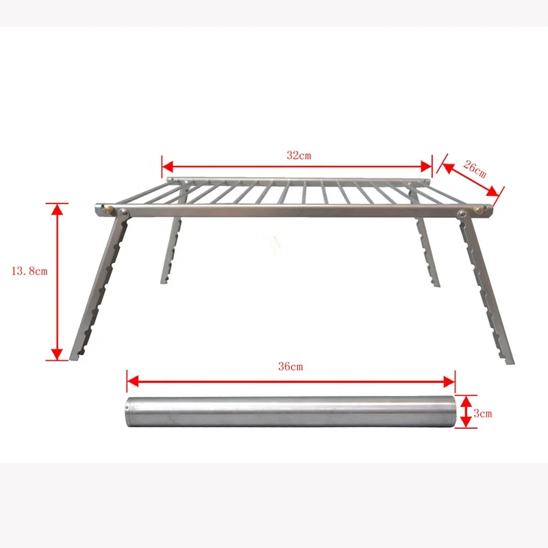 

2019 new design custom logo round tube folding mini stainless steel charcoal bbq grill for Cooking Picnic Camping, Sliver