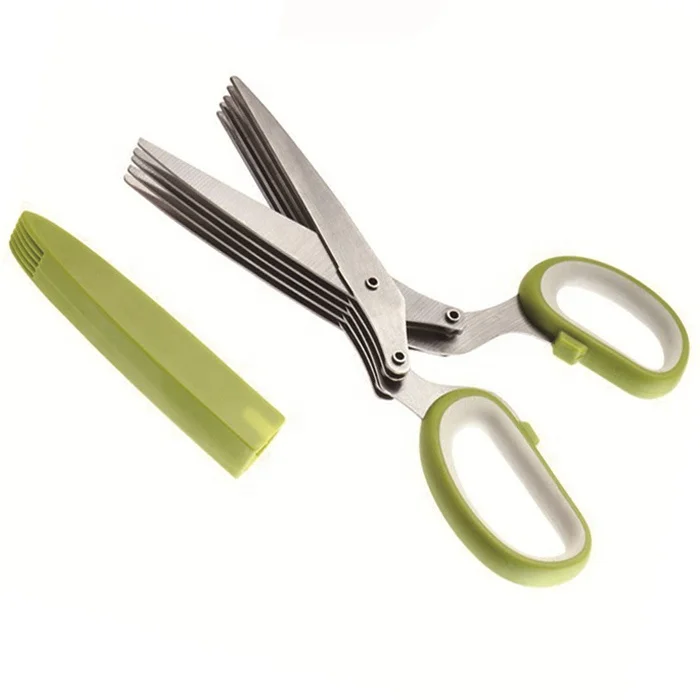 
Home stainless steel 5 blade kitchen scissors multifunction professional laser kitchen herb scissors shears 
