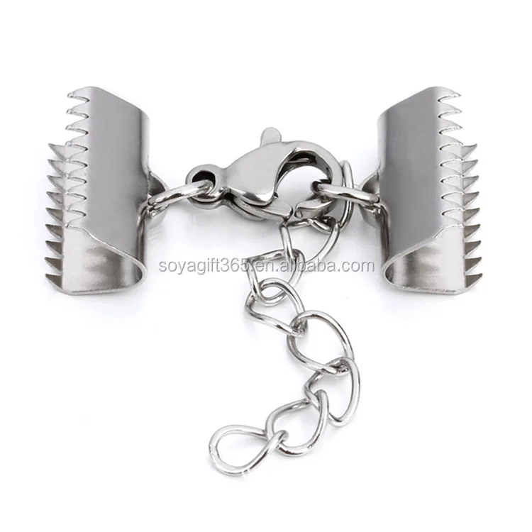 Stainless Steel Clip Have Teeth Lobster Clasp Tail Chain For Bracelet Necklace Diy Accessories