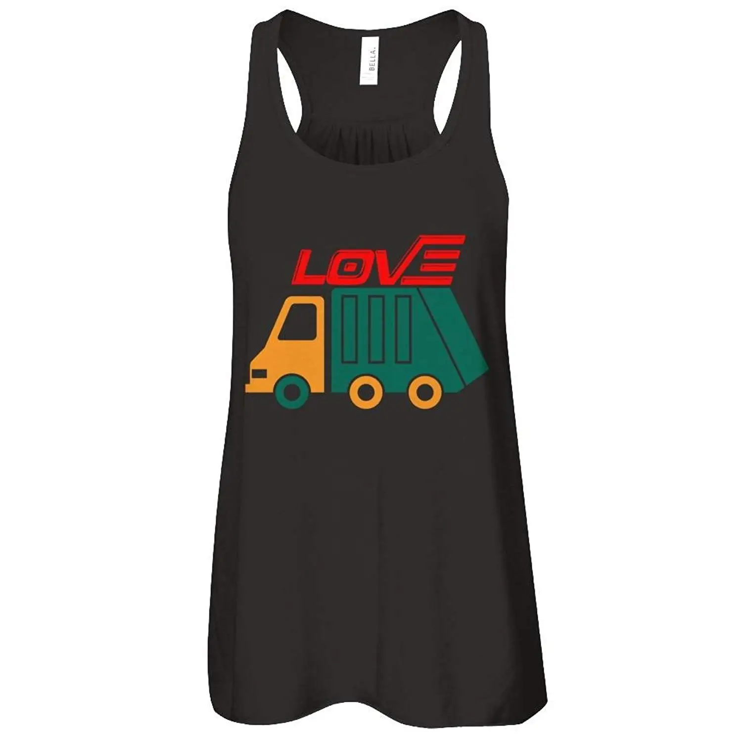 Flowy Racerback Tank Teely Shop Womens Womans I Love Garbage or Recycling Trucks Bella Canvas