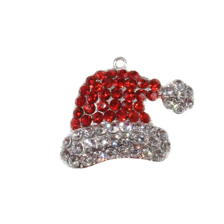 

45*37mm Red crystal Christmas hat charms pendant rhinestone Santa hat pendant for necklace bracelet