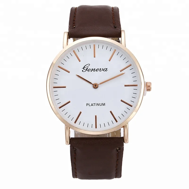 

Factory direct sales Reloj Geneva watches china wrist watch, Black/ brown