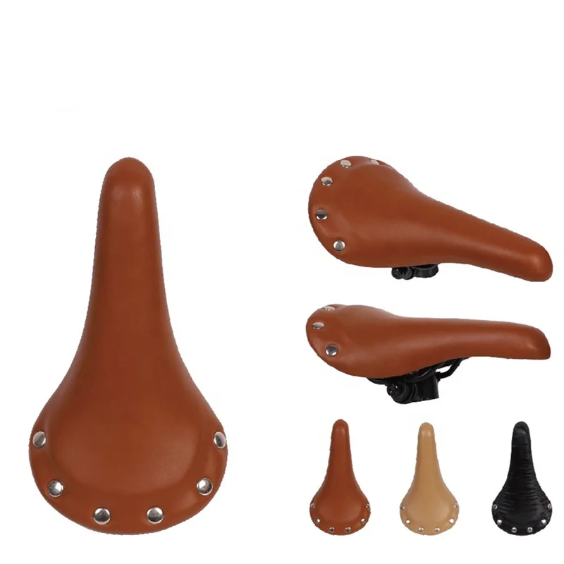 

Brown Saddle Seat with Rivet Bike Saddle Cow Leather 275x145mm Leather/pvc HTAZ-076 Hongteng CN;HEB Men