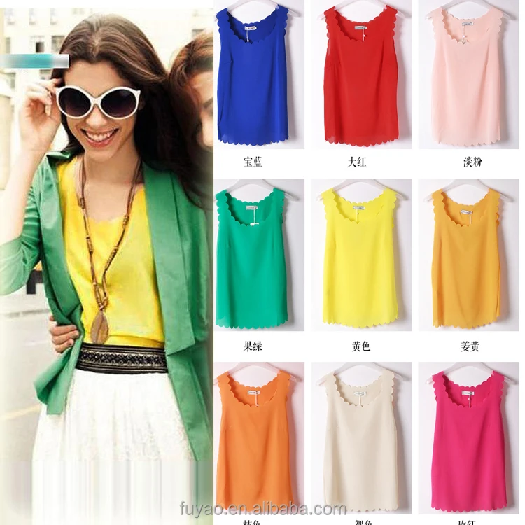 

2017 Summer NEW Fashion Europe United States Wave Vest lace Ladies Blouse Chiffon Blouses Women Shirt sleeveless Tank Tops, N/a