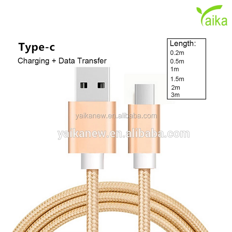 

Yaika Wholesale Price 1m Nylon Braided Type C to Micro USB Adapter Data Sync Charging Cable for LeTV Android Phones, Silver/gold/rose
