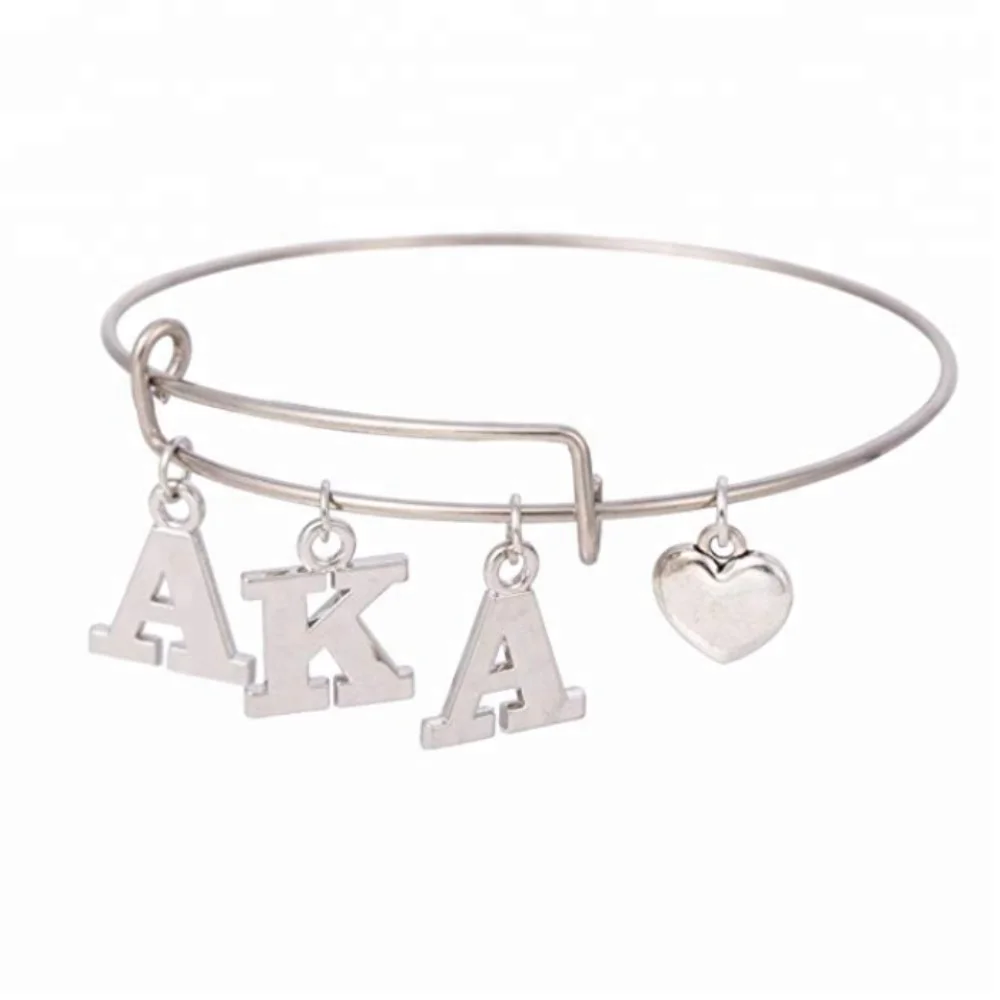 

New arrive AKA bangles sorority greek jewelry adjustable alphabet bracelet