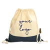 New Trend Eco-friendly Drawstring Bag Custom Brand Natural Cotton Backpack Draw String Bag Directly Factory