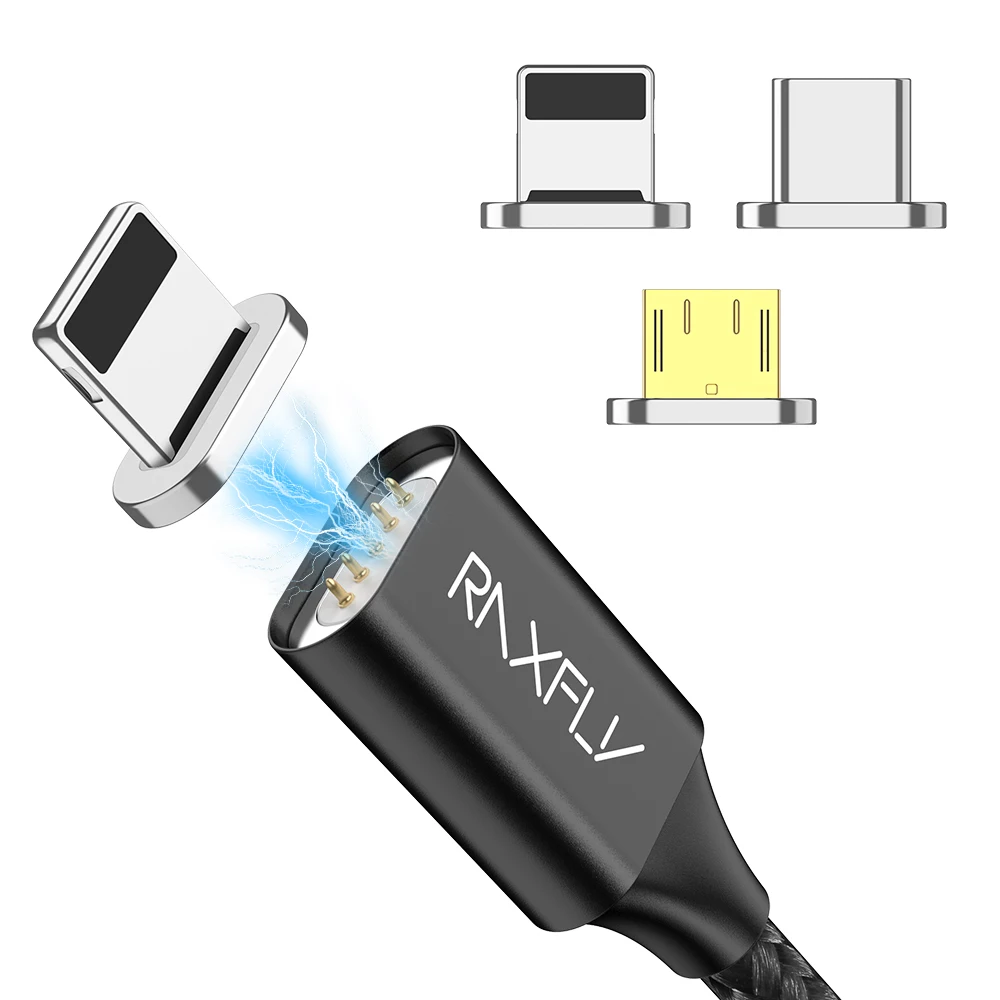 

Free Shipping RAXFLY Super Quality Nylon Phone Charger & Data Transfer Multi 3 In 1 Magnetic Charging Cable For Iphone/Micro USB