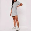 Gray basic short sleeves round neck casual t shirt dress