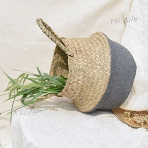 Hand Woven Seagrass Belly Basket Indoor Large Decorative Pots Planters