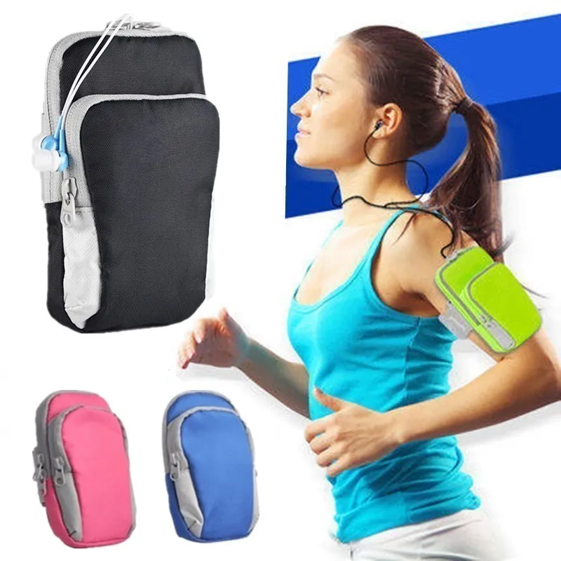 

2020 Universal Sports Armband Case Zippered Fitness Running Arm Band Bag Pouch Jogging Workout Cover for Mobile Phone Smartphone, Black, blue, pink