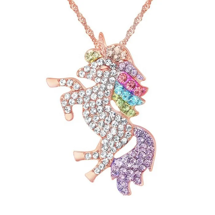 

Rhinestone Jewelry Quantum Pendant Necklace Unicorn Necklace