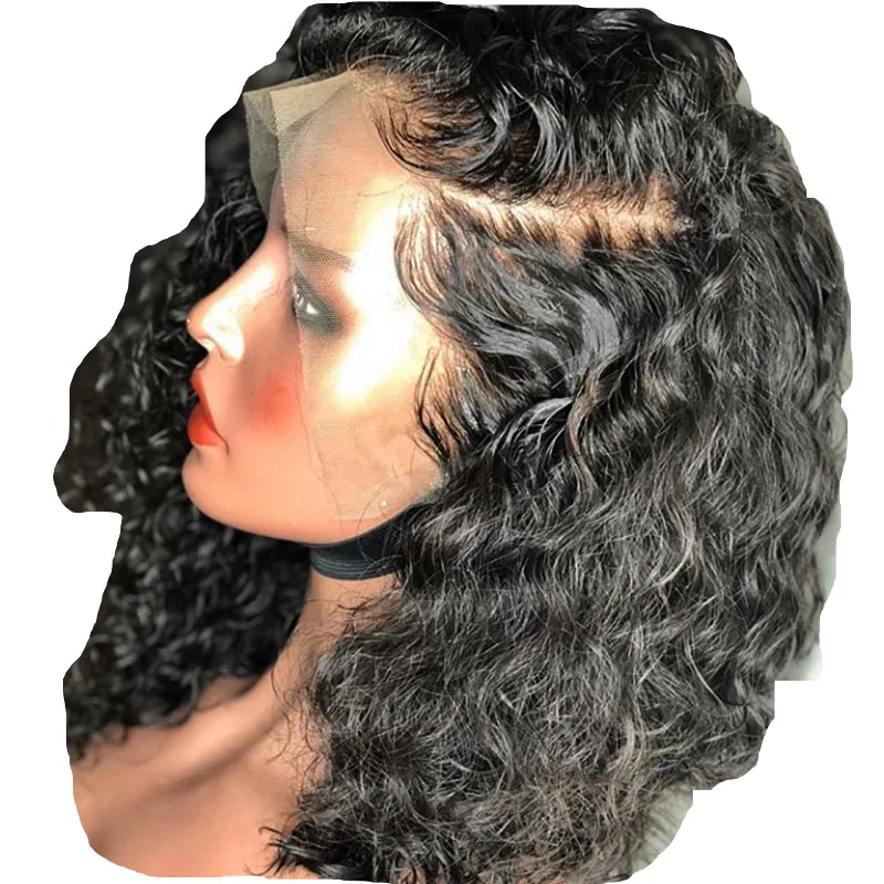 

Hot Sale Cheap Price Loose Curly Human Hiar Wigs Nature Color Lace Front Wigs With Baby Hair, Natural color