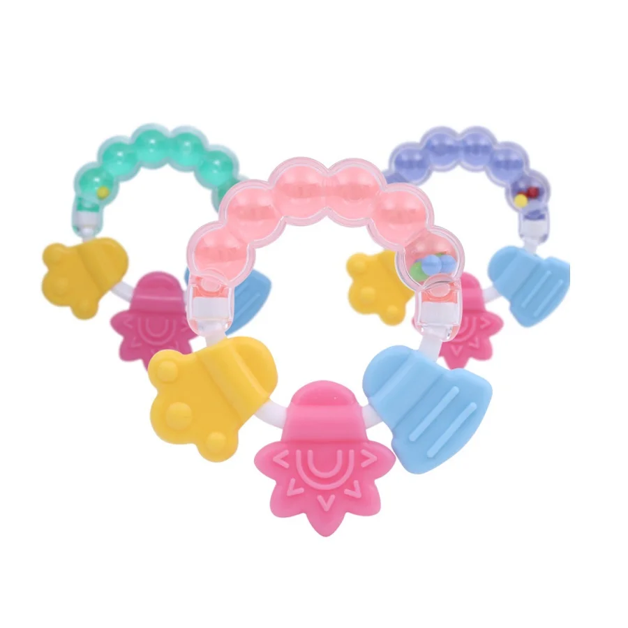 

NEW Hot BPA Free Soft Toys Teething Ring Silicone Baby Rattle