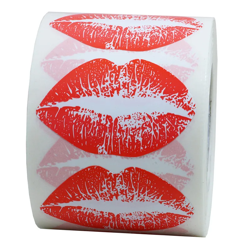 Hybsk Red Kissing Lips Removable Body Stickers Total 300 Per Roll 