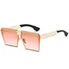 2019 Mens Fashion Oversize Big Square Custom Logo UV400 Gold Metal Frame Ladies Shield Summer Sunglasses