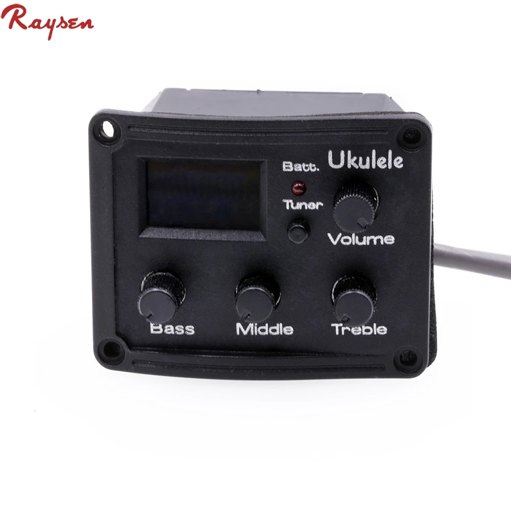Black Lucky Direct Ukulele Pickup System Orchestral Instrument Connector Ukulele Preamp 3-Band EQ Equalizer LCD Display for UK-500T Piezo Pickup System 